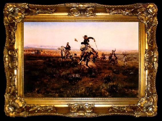 framed  Charles M Russell A Bad One, ta009-2